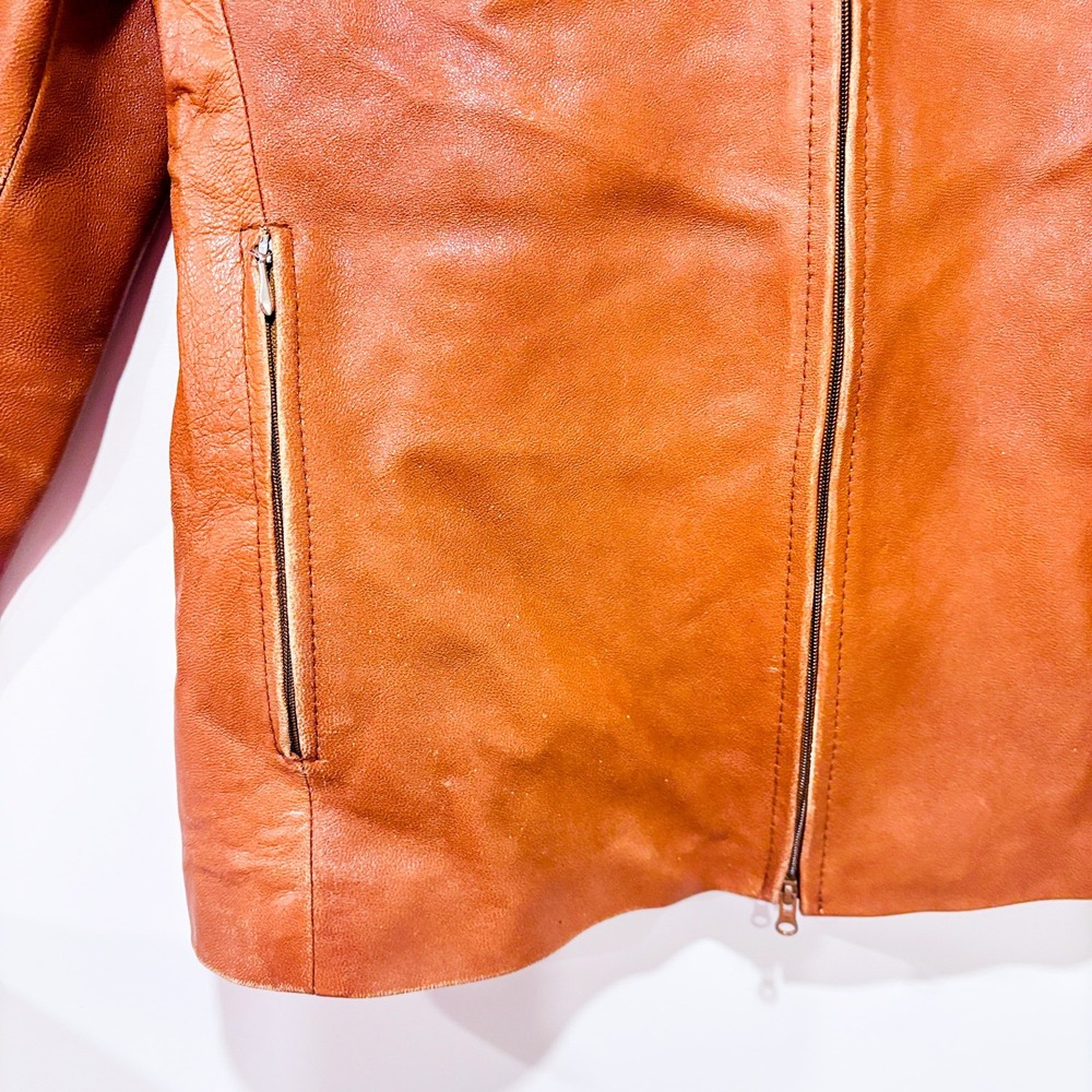 VERA PELLE Taupe leather jacket | Vintage minimalist | Small - Picture 5 of 14